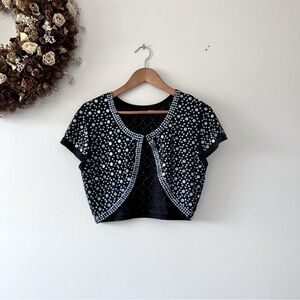 STUDIO JAX | Iridescent Short-Sleeve Knit Shrug